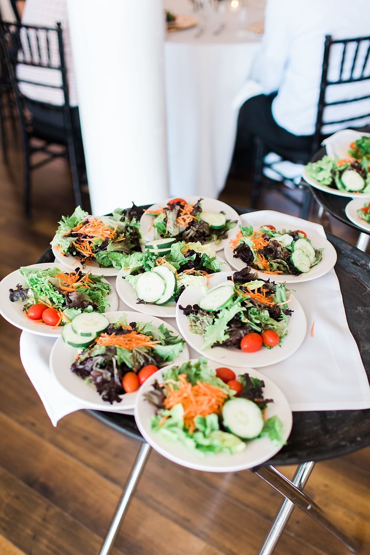 Arielle Peters Photography | Salad tray at wedding reception on wedding day at Loft 310 in Kalamazoo, Michigan.