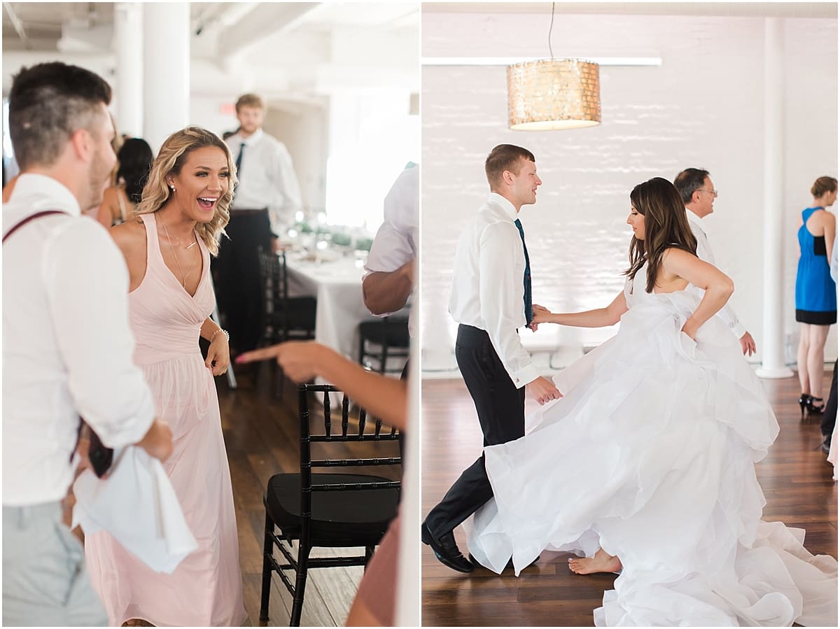 Arielle Peters Photography | Bride swing dancing at wedding reception on wedding day at Loft 310 in Kalamazoo, Michigan.