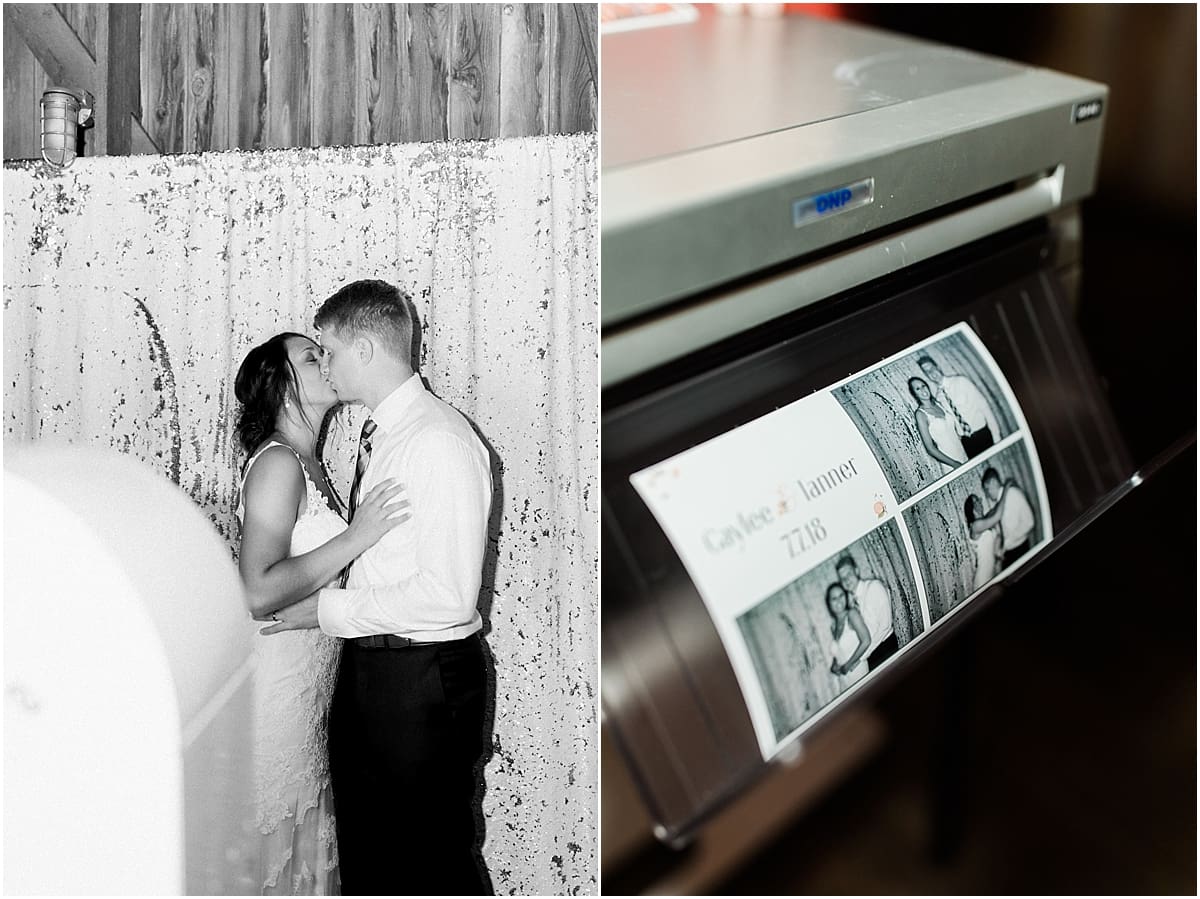 Arielle Peters Photography | Wedding photo booth inside historic barn on wedding day at St. Joe Farm in Granger, Indiana.