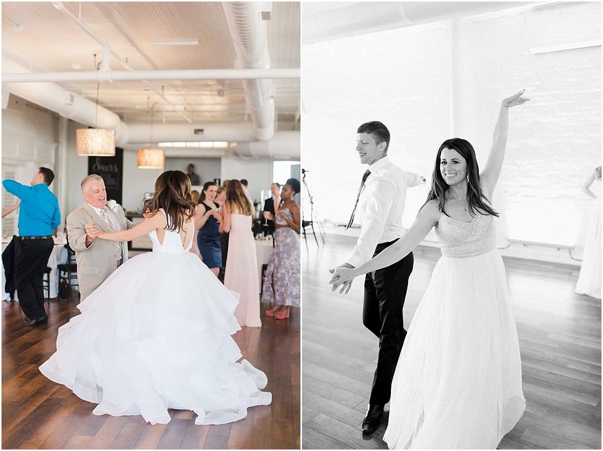 Arielle Peters Photography | Wedding guests tangoing at wedding reception on wedding day at Loft 310 in Kalamazoo, Michigan.