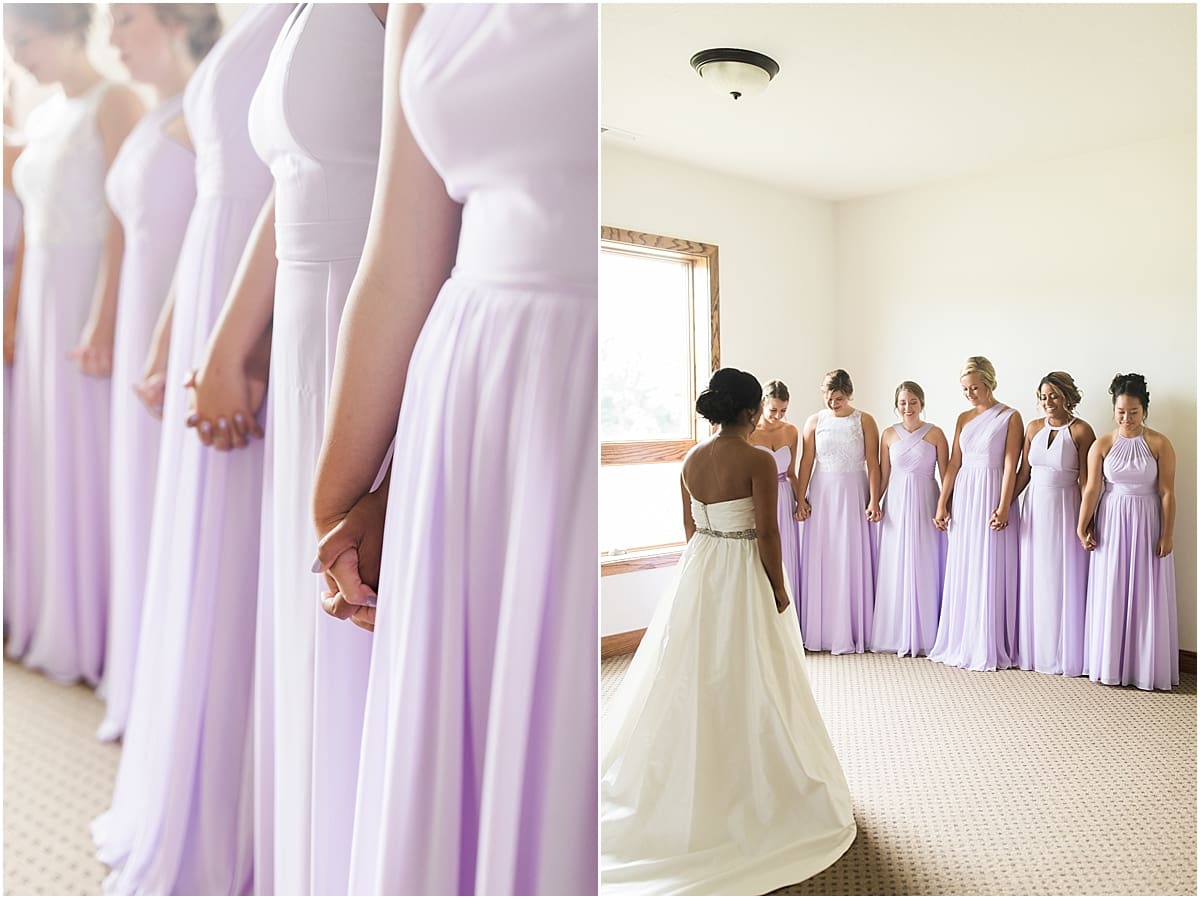Arielle Peters Photography | Bridesmaids getting first reveal of bride on wedding day in Fort Wayne, Indiana. 
