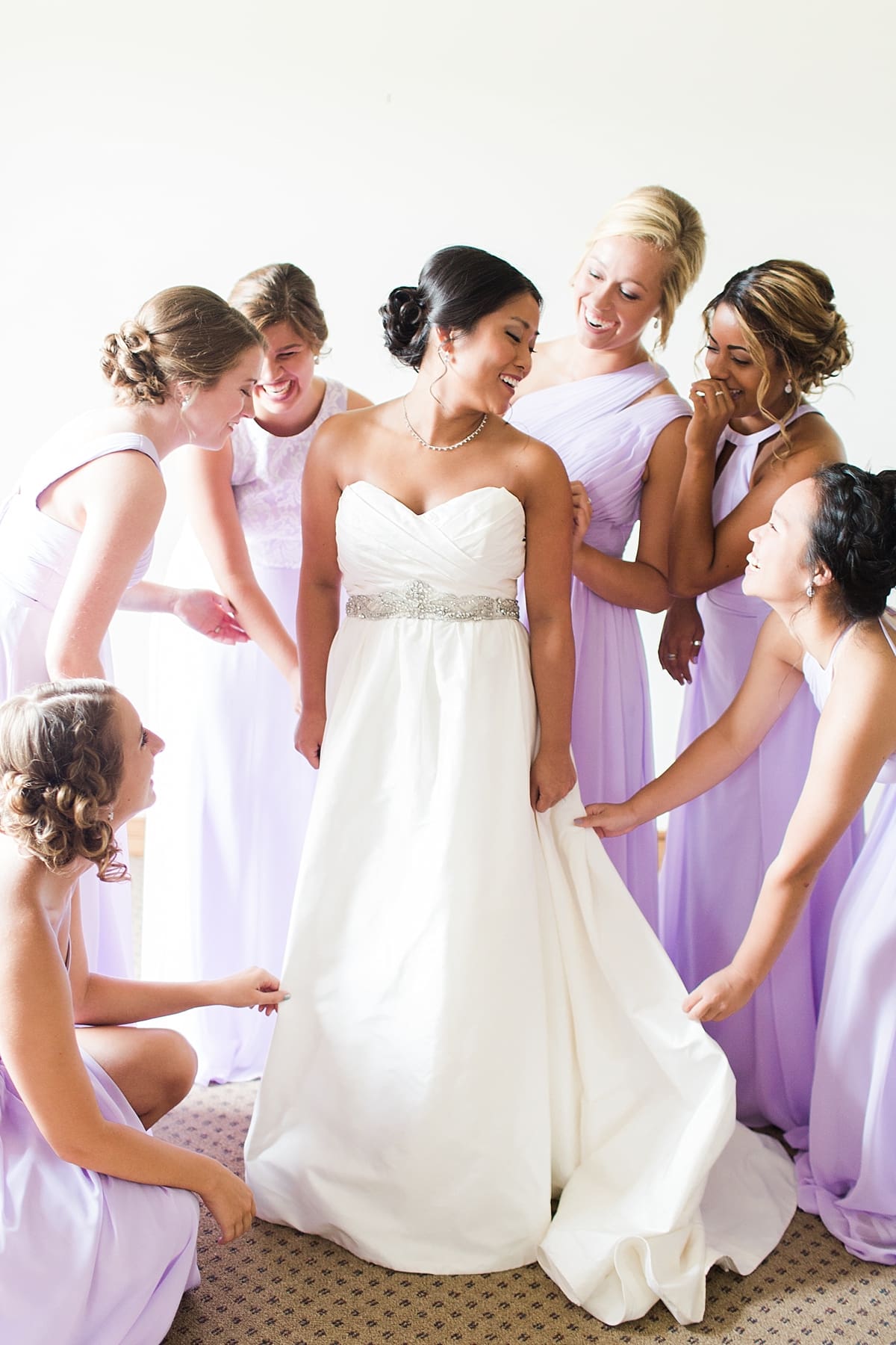 Arielle Peters Photography | Bridesmaids getting first reveal of bride on wedding day in Fort Wayne, Indiana. 
