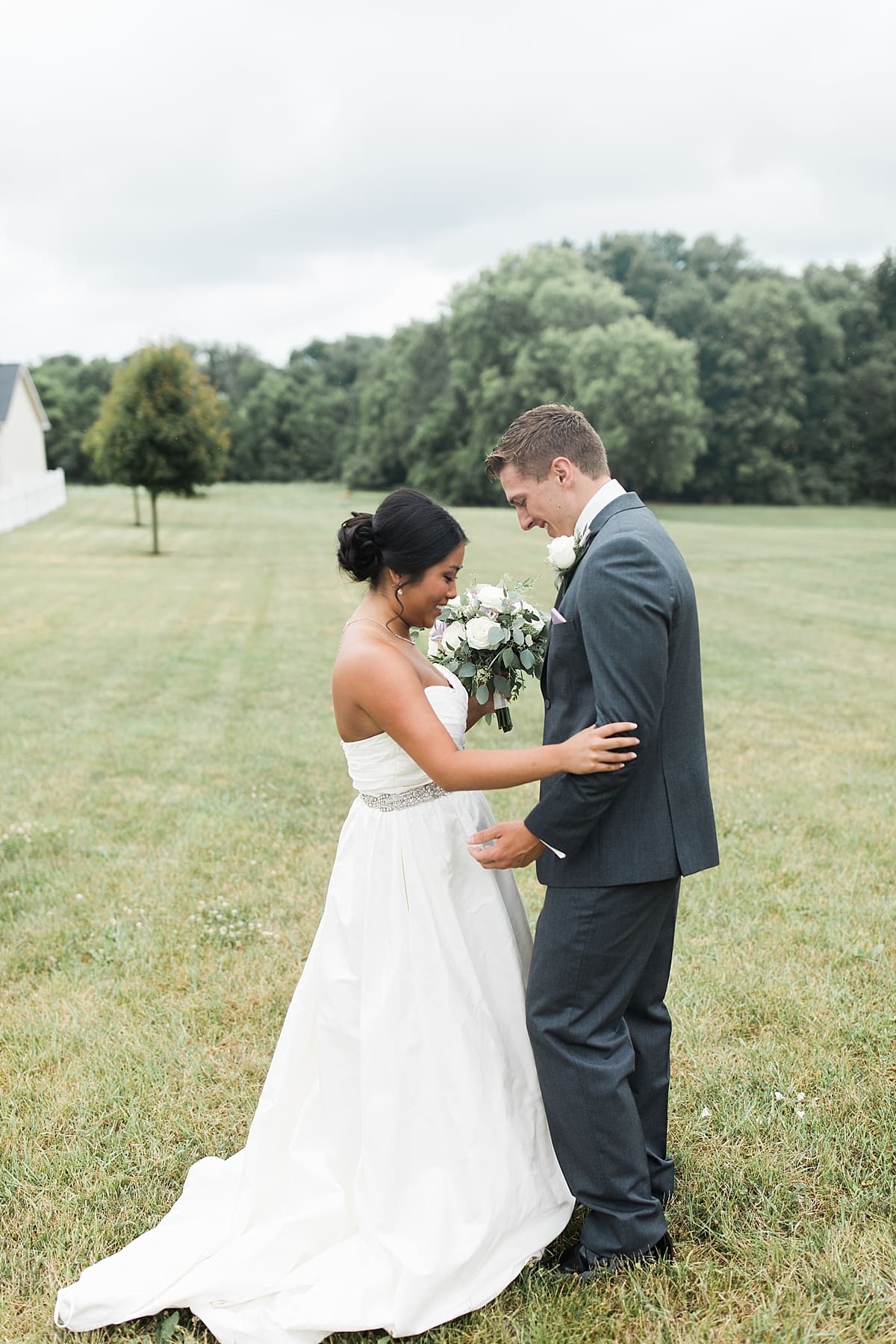 Arielle Peters Photography | Bride and groom having first reveal outside on wedding day in Fort Wayne, Indiana. 