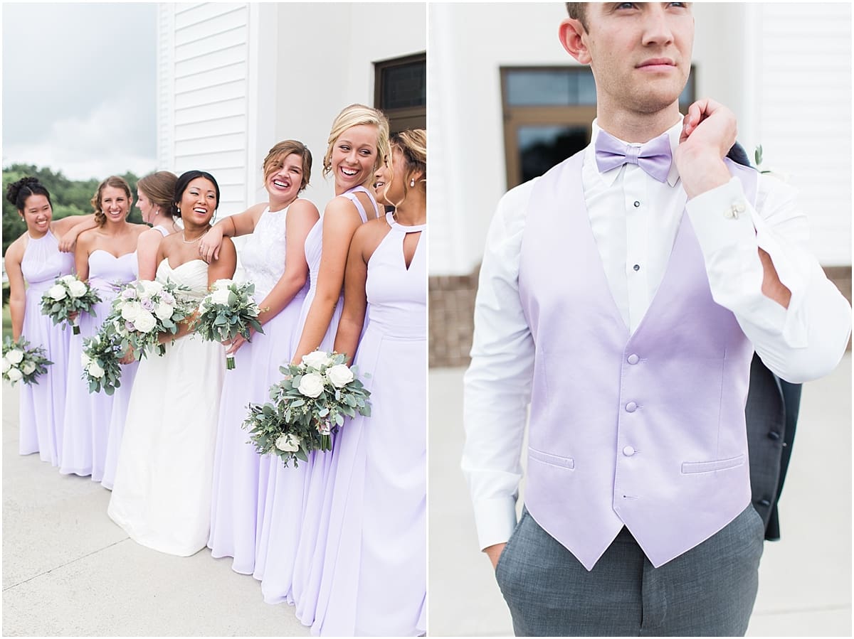 Arielle Peters Photography | Bride and bridesmaid laughing outside church on wedding day in Fort Wayne, Indiana. 