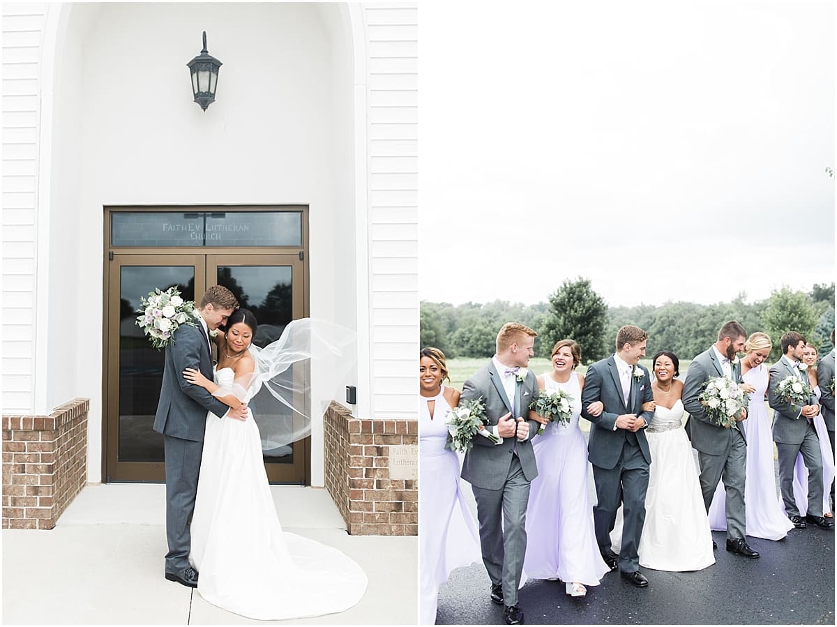 Arielle Peters Photography | Bride and groom smiling outside church on wedding day in Fort Wayne, Indiana. 