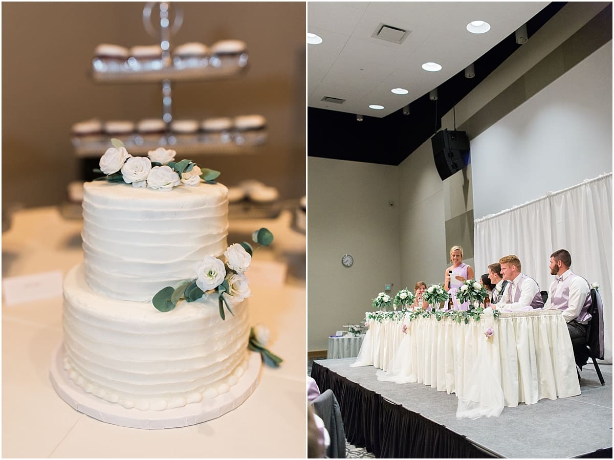 Arielle Peters Photography | Wedding reception table settings and wedding cake on wedding day in Fort Wayne, Indiana. 