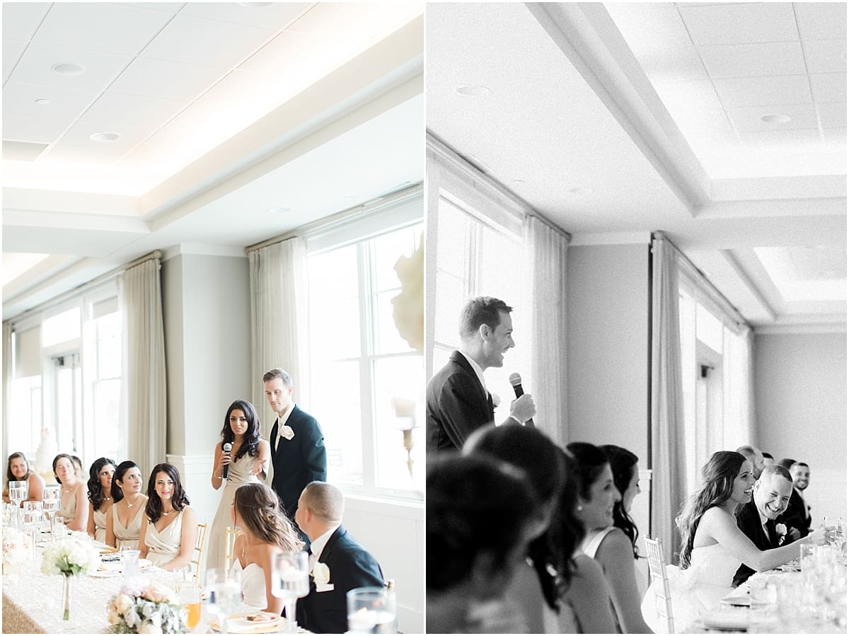 Arielle Peters Photography | Best man giving a speech at wedding reception at The Inn at Harbor Springs in St. Joseph, Michigan.