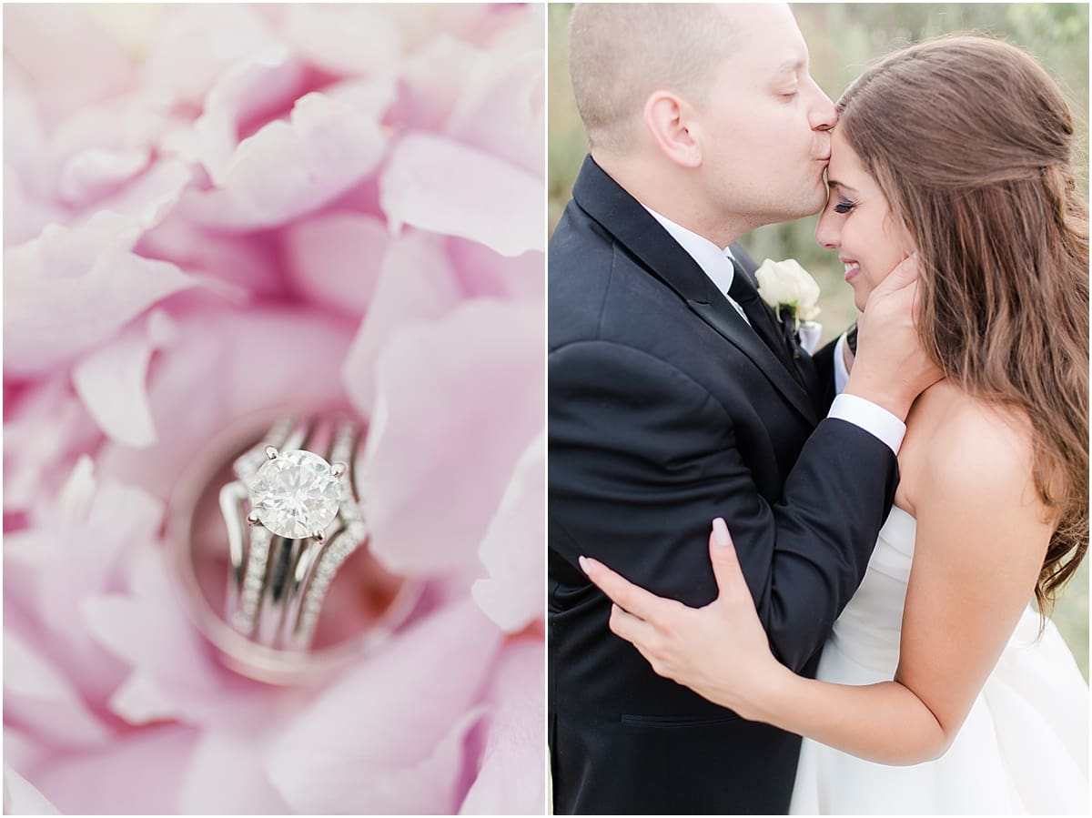 Arielle Peters Photography | Bride and groom kissing outside on wedding day at The Inn at Harbor Springs in St. Joseph, Michigan.