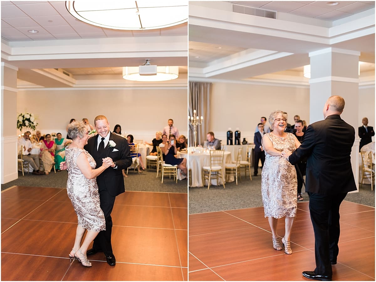 Arielle Peters Photography | Mother of the groom and groom sharing a dance at wedding reception at The Inn at Harbor Springs in St. Joseph, Michigan.
