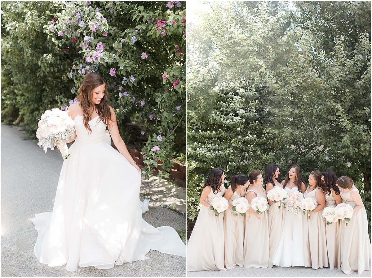 Arielle Peters Photography | Bride and bridesmaids outside on summer wedding day at The Inn at Harbor Springs in St. Joseph, Michigan.