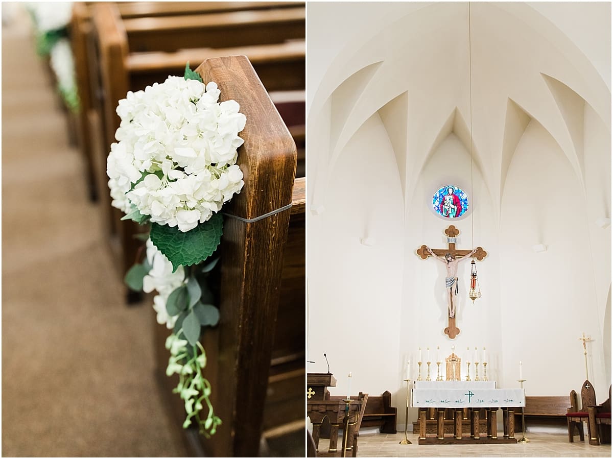 Arielle Peters Photography | Church floral arrangements on summer wedding day at The Inn at Harbor Springs in St. Joseph, Michigan.