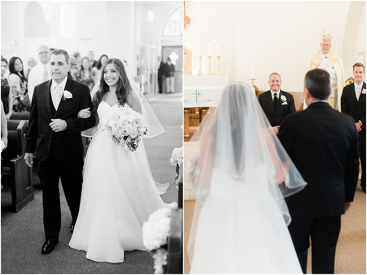 Arielle Peters Photography | Father of the bride walking bride down the aisle on summer wedding day at The Inn at Harbor Springs in St. Joseph, Michigan.