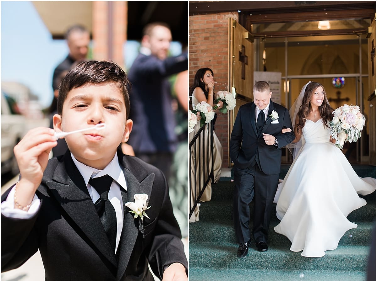 Arielle Peters Photography | Bride and groom leaving the church on summer wedding day at The Inn at Harbor Springs in St. Joseph, Michigan.
