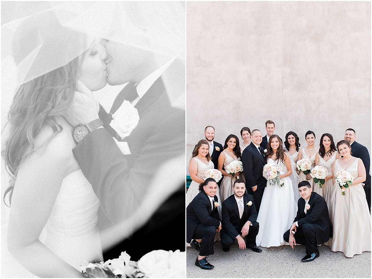 Arielle Peters Photography | Bride and groom kissing under veil on summer wedding day at The Inn at Harbor Springs in St. Joseph, Michigan.