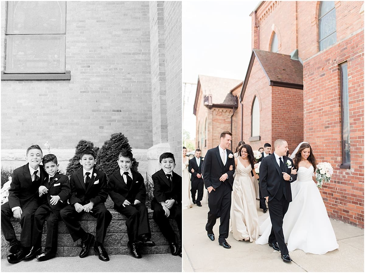 Arielle Peters Photography | Bride and groom walking outside on summer wedding day at The Inn at Harbor Springs in St. Joseph, Michigan.