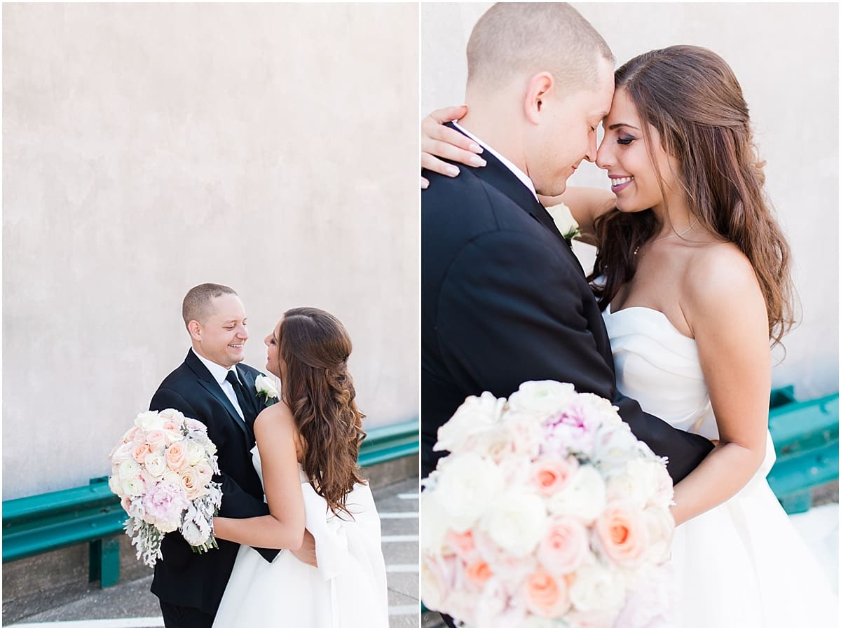 Arielle Peters Photography | Bride and groom in love outside on summer wedding day at The Inn at Harbor Springs in St. Joseph, Michigan.