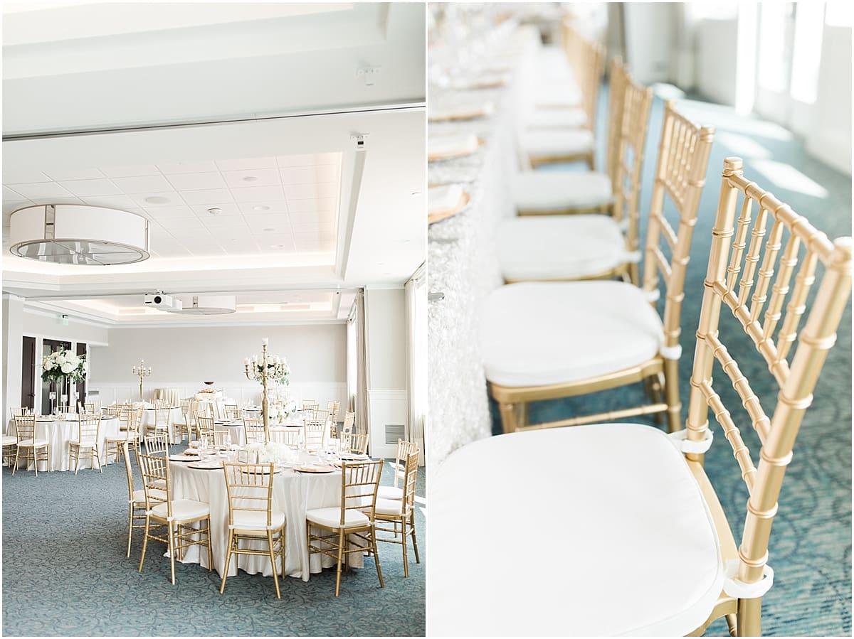 Arielle Peters Photography | Wedding reception table settings and floral arrangements at The Inn at Harbor Springs in St. Joseph, Michigan.