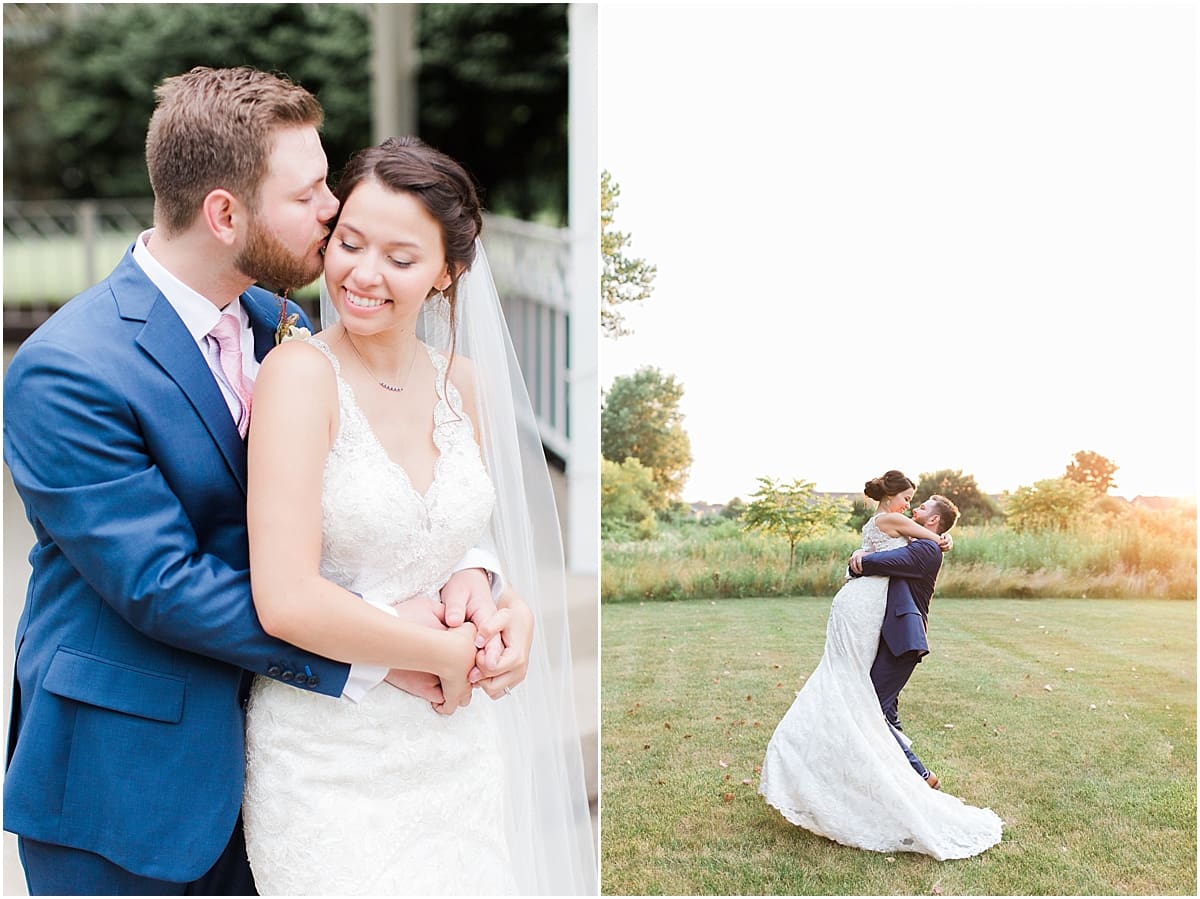 Arielle Peters Photography | Groom holding bride outside on wedding day at the Banquets at The Croatian Center in Merrillville, Indiana.