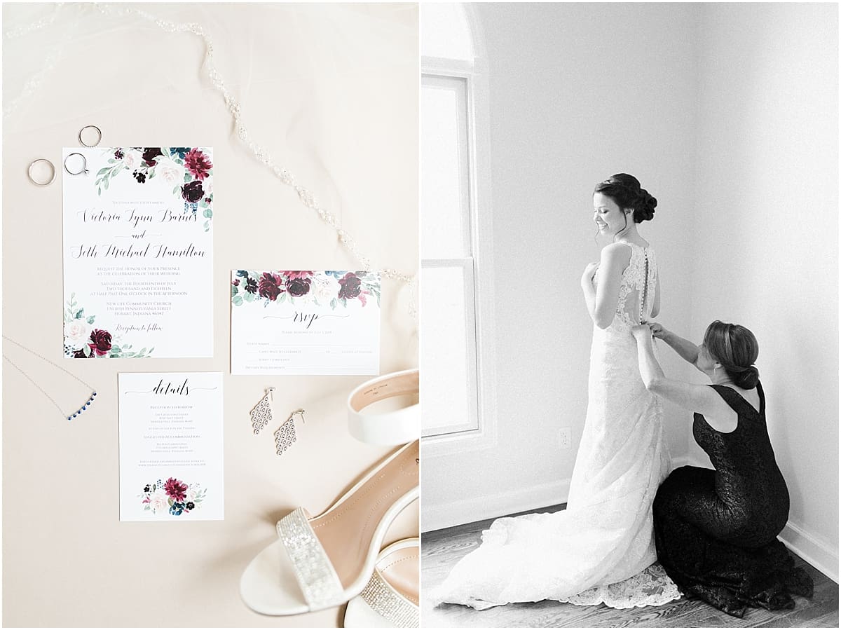 Arielle Peters Photography | Mother of the bride helping the bride get ready on her wedding day at Newlife Community Church in Chicago, Illinois.