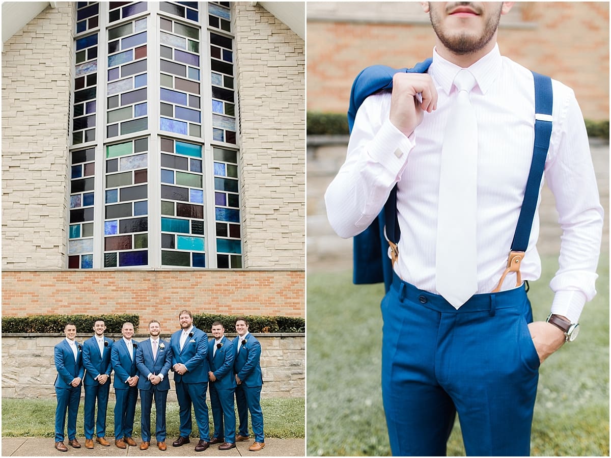 Arielle Peters Photography | Groom and groomsmen in tuxes on wedding day at Newlife Community Church in Chicago, Illinois.
