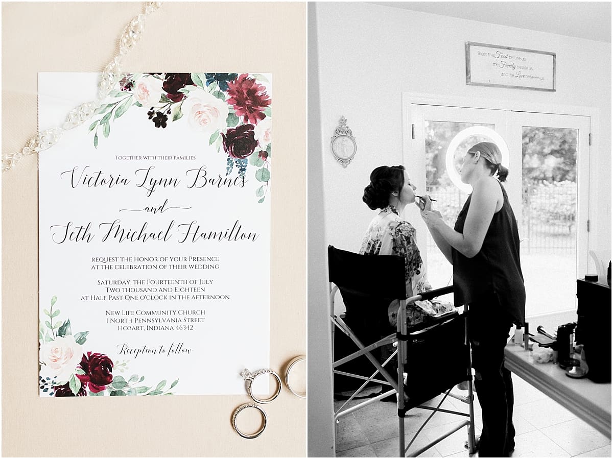 Arielle Peters Photography | Bride getting her makeup done on her wedding day at Newlife Community Church in Chicago, Illinois.