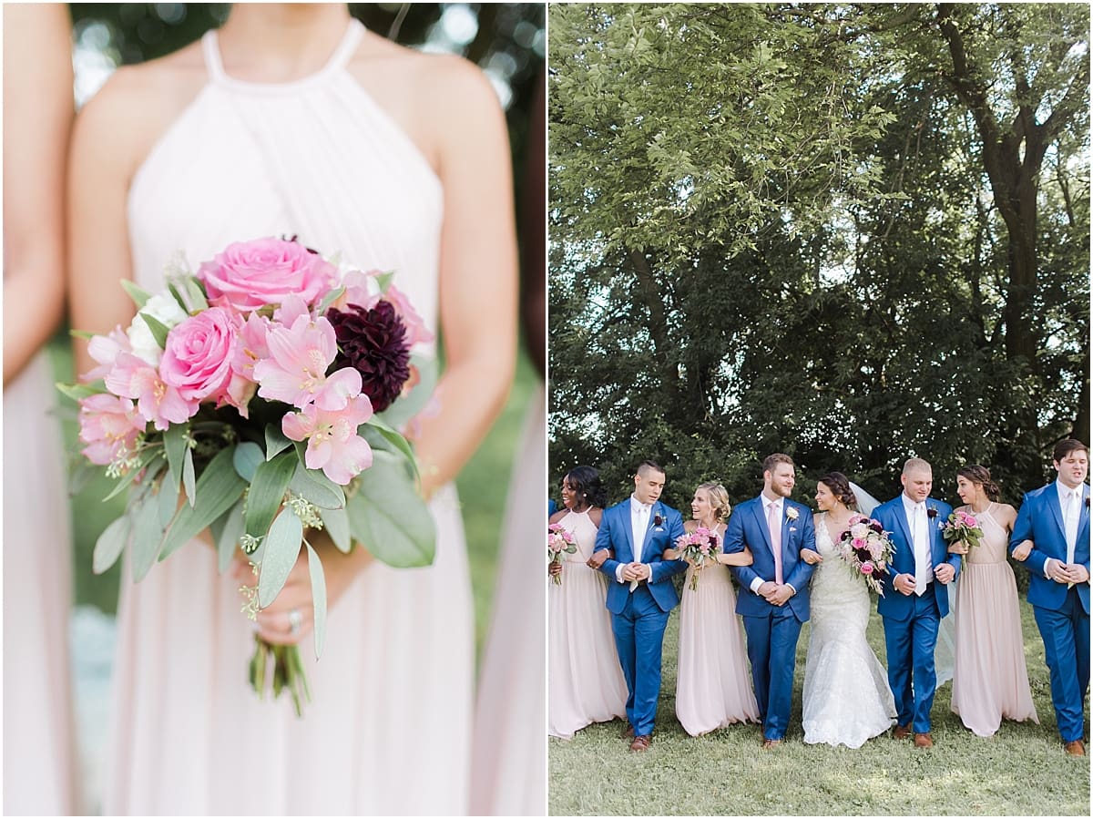 Arielle Peters Photography | Wedding party walking in open field on wedding day at Newlife Community Church in Chicago, Illinois.