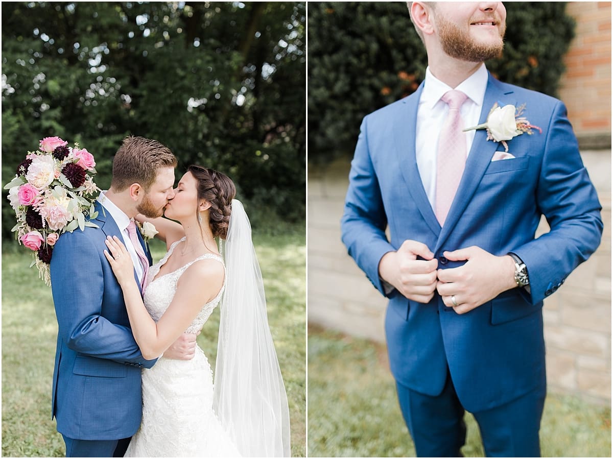 Arielle Peters Photography | Bride and groom kissing in open field on wedding day at Newlife Community Church in Chicago, Illinois.