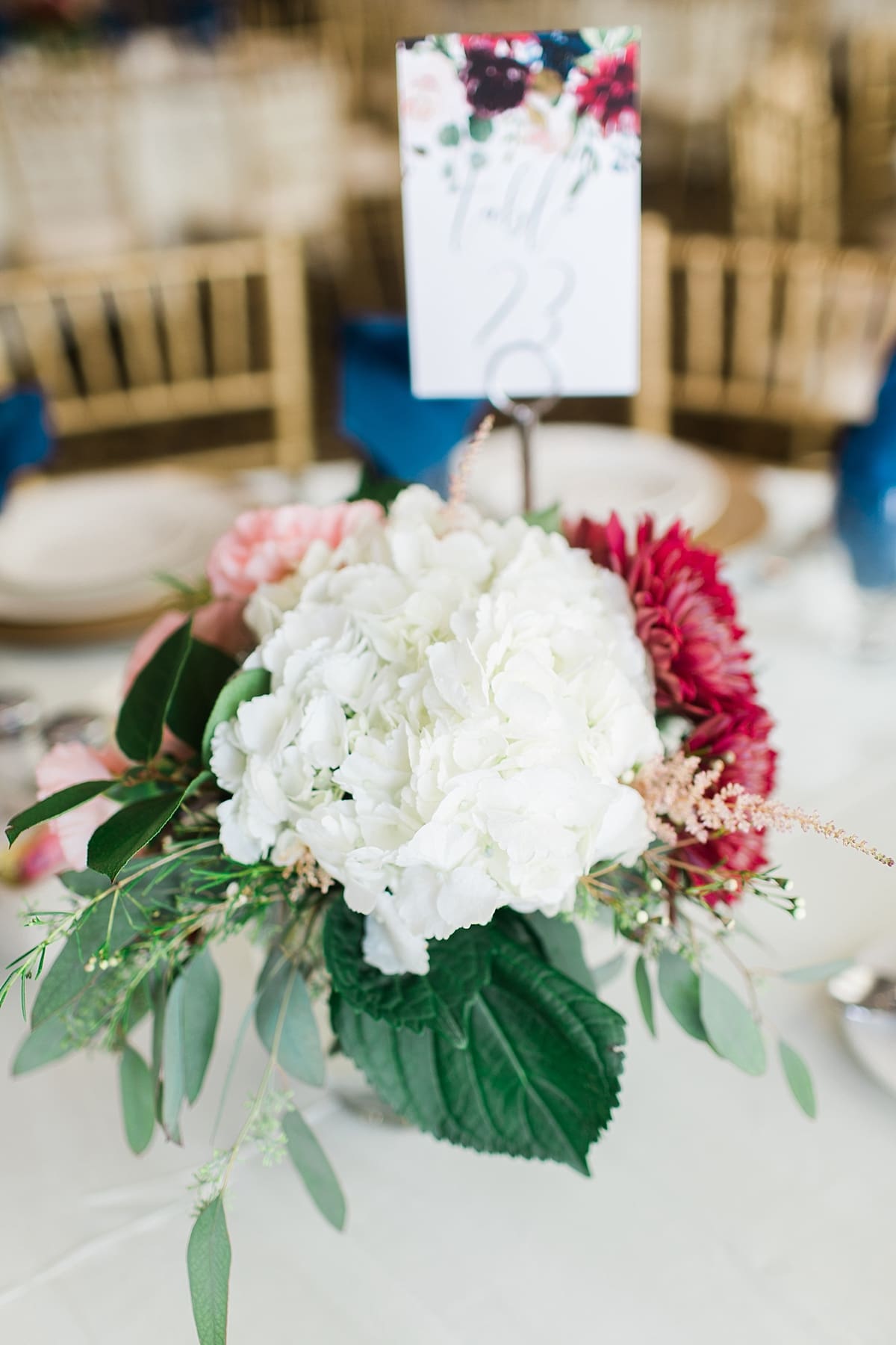 Arielle Peters Photography | Wedding reception table settings and floral arrangements at the Banquets at The Croatian Center in Merrillville, Indiana.