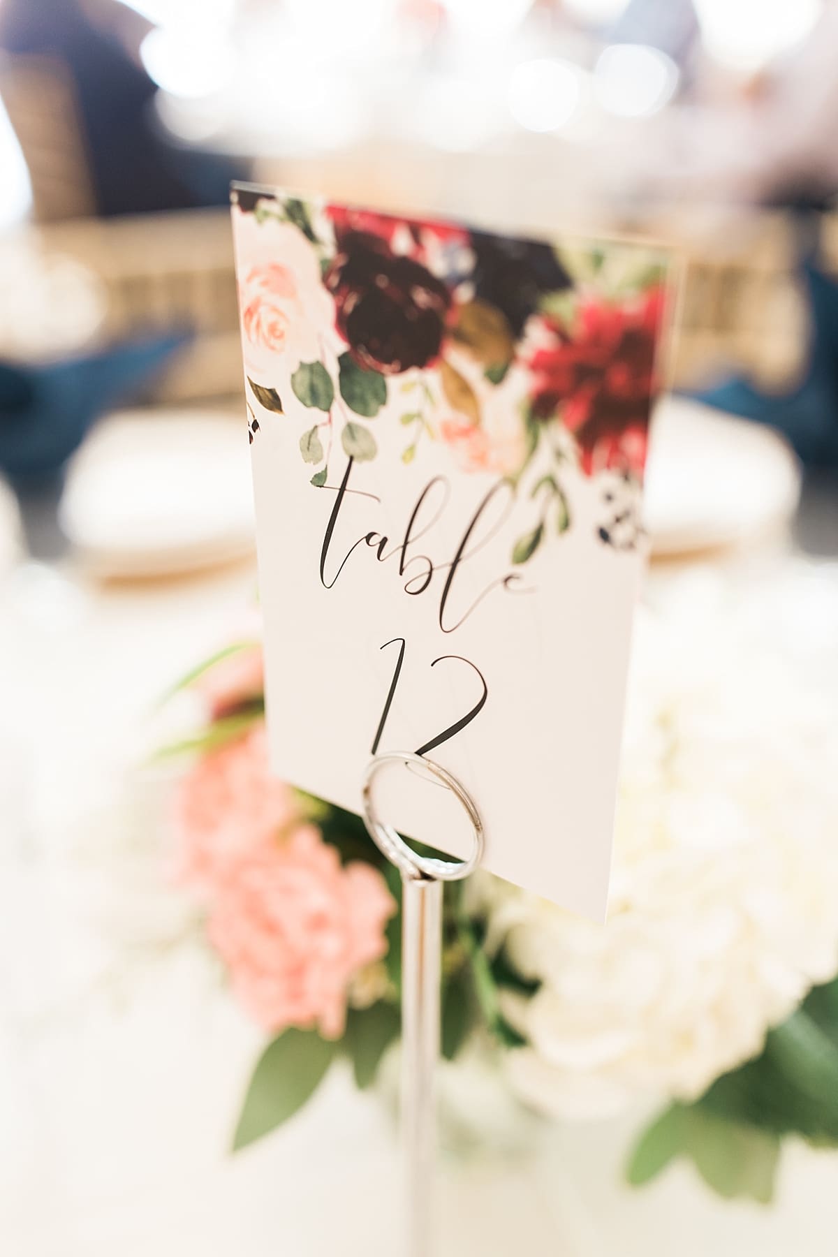 Arielle Peters Photography | Wedding reception table settings and floral arrangements at the Banquets at The Croatian Center in Merrillville, Indiana.