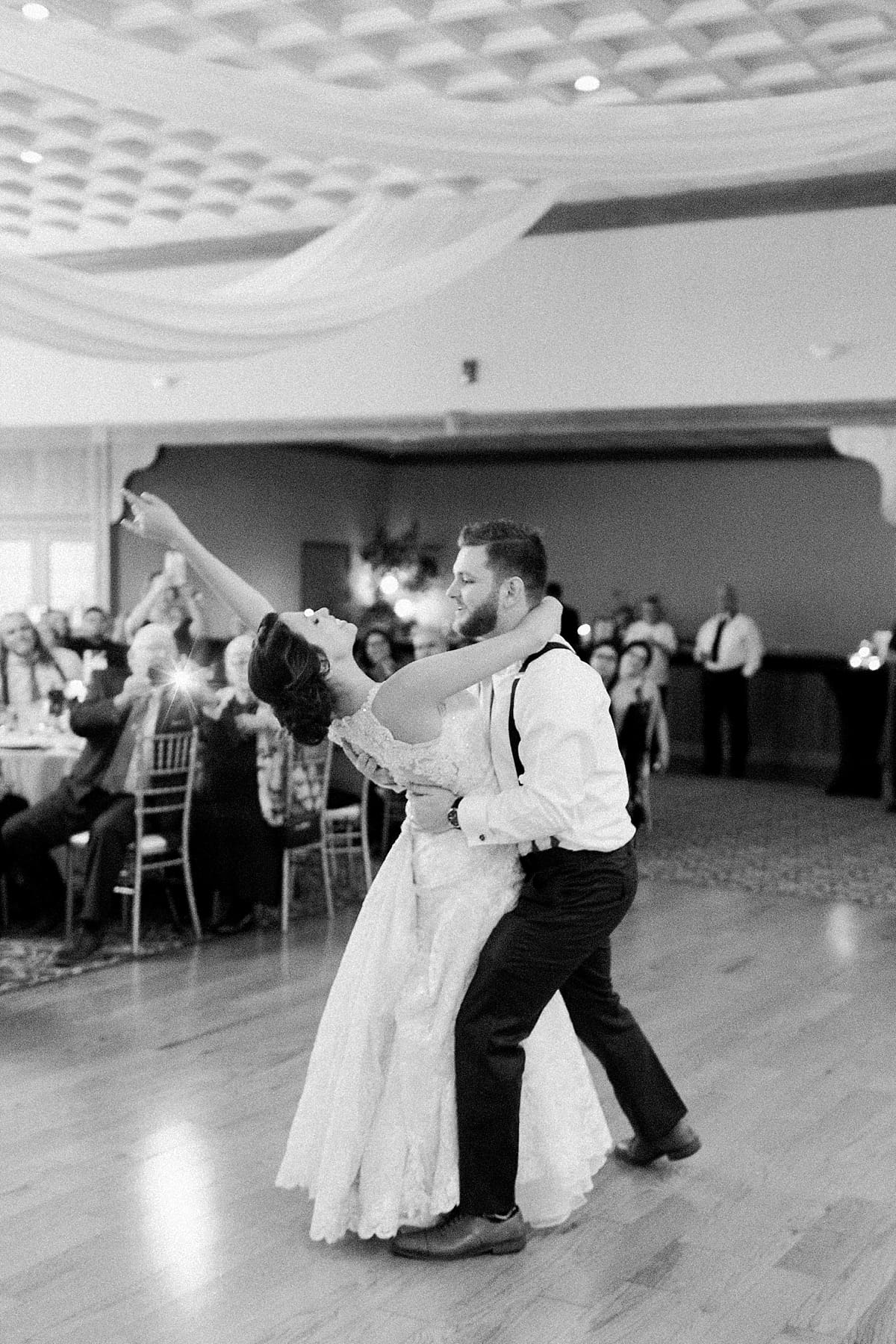 Arielle Peters Photography | Bride and groom sharing first dance at wedding reception at the Banquets at The Croatian Center in Merrillville, Indiana.