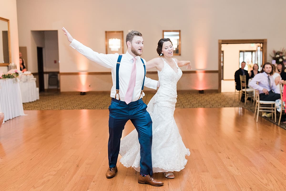 Arielle Peters Photography | Bride and groom sharing first dance at wedding reception at the Banquets at The Croatian Center in Merrillville, Indiana.
