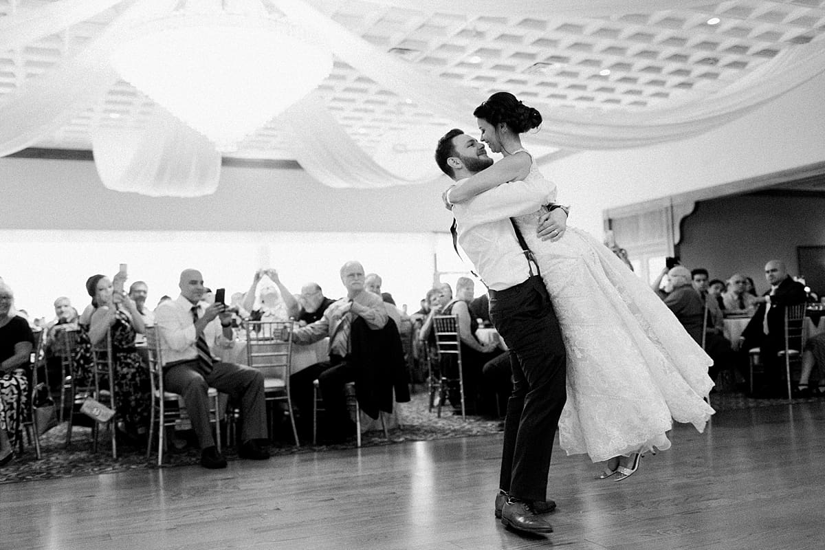 Arielle Peters Photography | Bride and groom sharing first dance at wedding reception at the Banquets at The Croatian Center in Merrillville, Indiana.