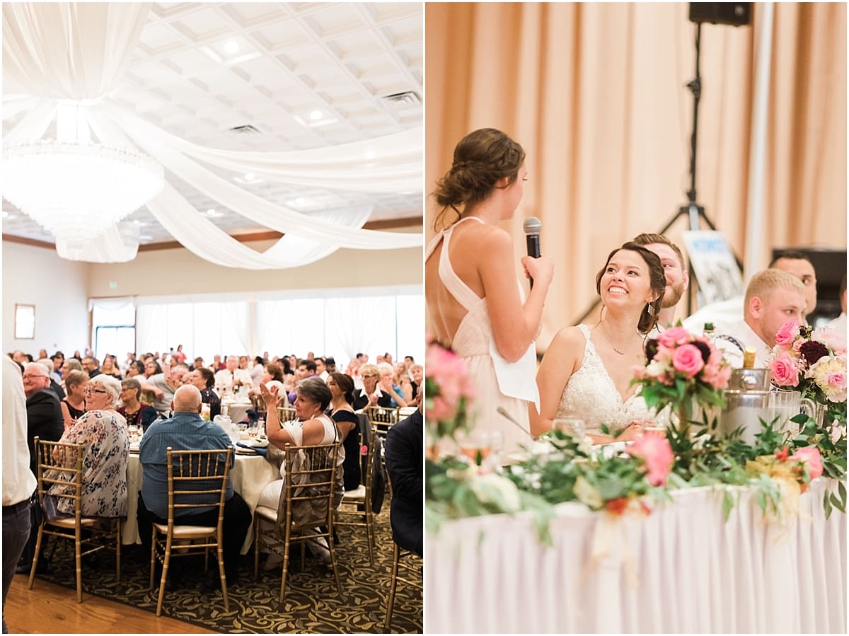 Arielle Peters Photography | Maid of honor giving speech at wedding reception at the Banquets at The Croatian Center in Merrillville, Indiana.