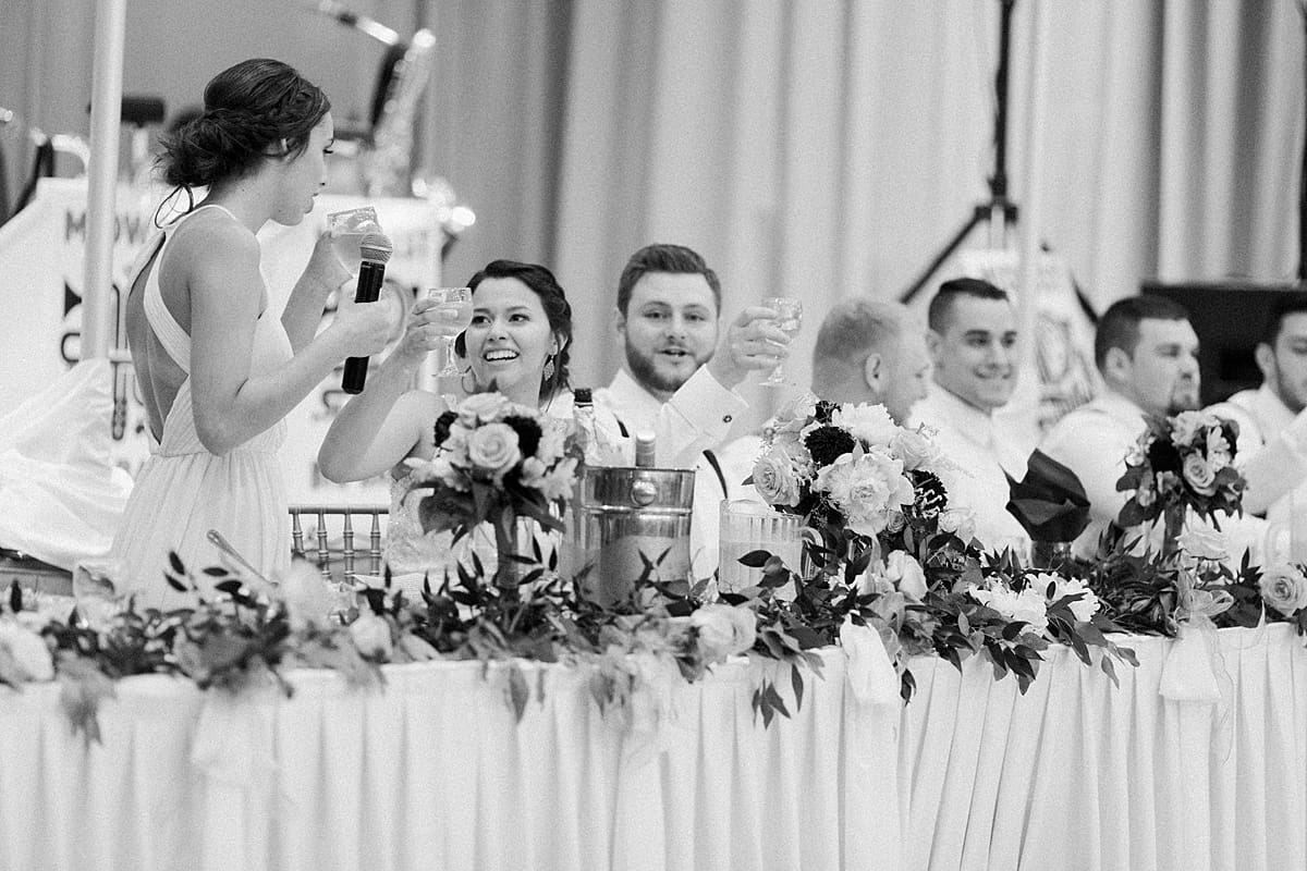 Arielle Peters Photography | Maid of honor giving speech at wedding reception at the Banquets at The Croatian Center in Merrillville, Indiana.
