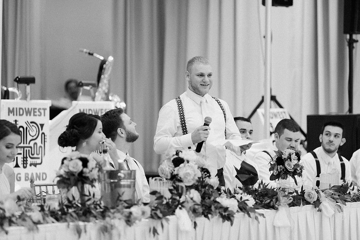 Arielle Peters Photography | Best man giving speech at wedding reception at the Banquets at The Croatian Center in Merrillville, Indiana.