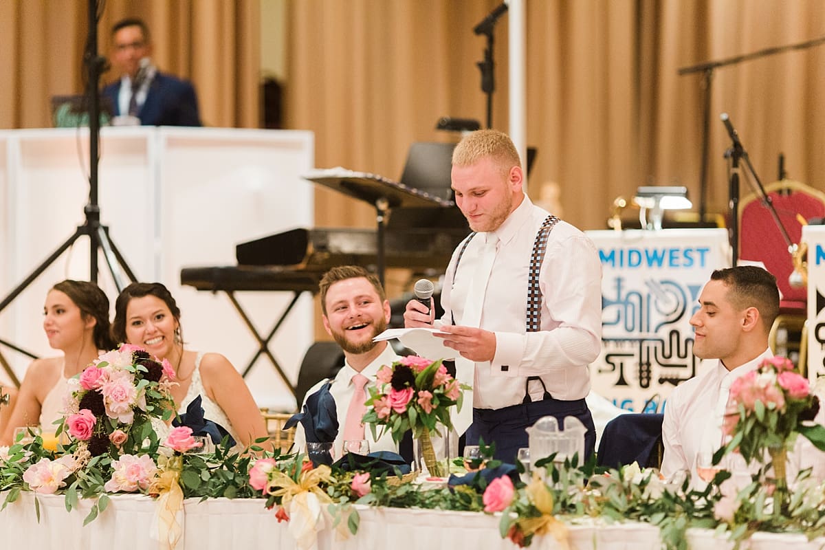 Arielle Peters Photography | Best man giving speech at wedding reception at the Banquets at The Croatian Center in Merrillville, Indiana.