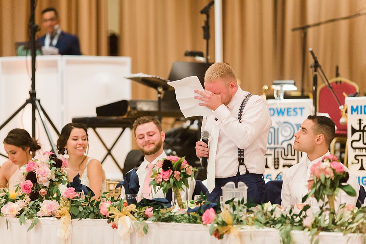 Arielle Peters Photography | Best man giving speech at wedding reception at the Banquets at The Croatian Center in Merrillville, Indiana.
