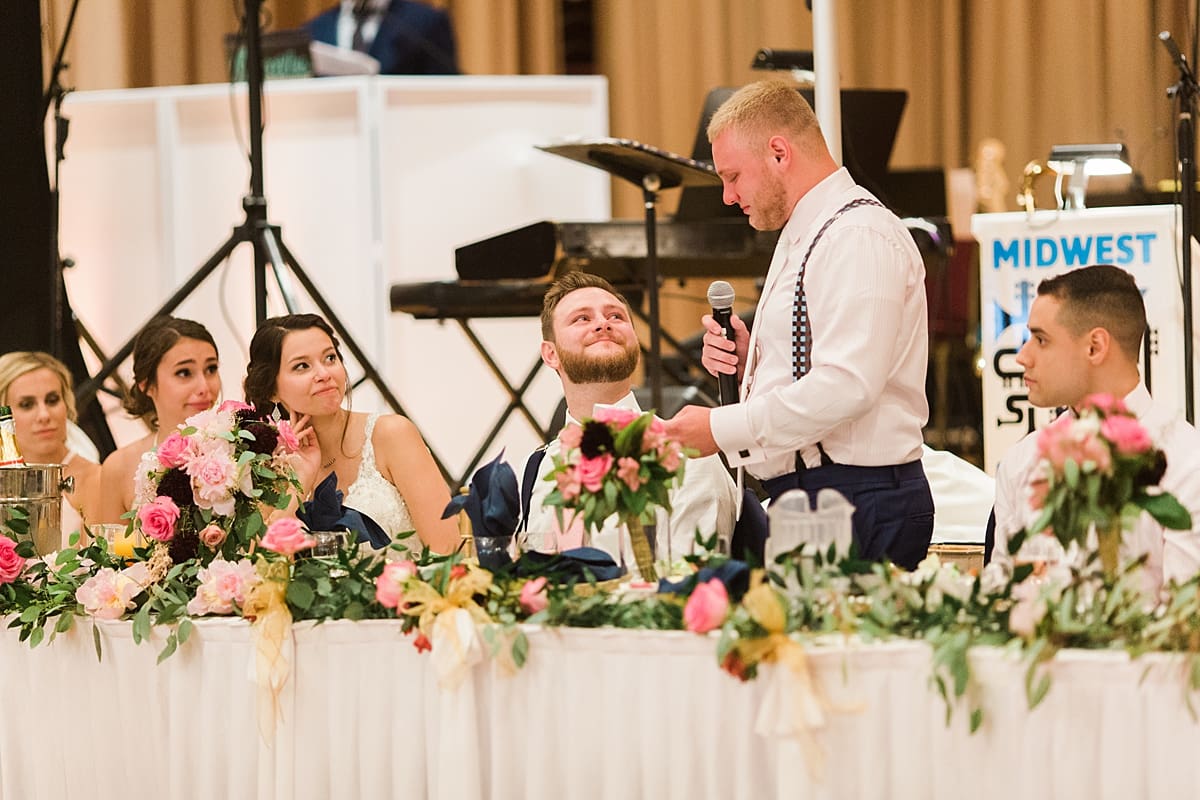 Arielle Peters Photography | Best man giving speech at wedding reception at the Banquets at The Croatian Center in Merrillville, Indiana.