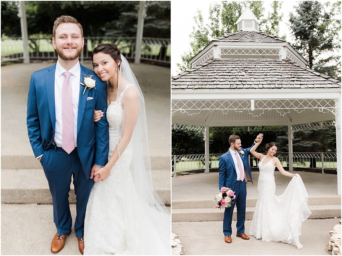 Arielle Peters Photography | Bride and groom dancing outside at wedding reception at the Banquets at The Croatian Center in Merrillville, Indiana.