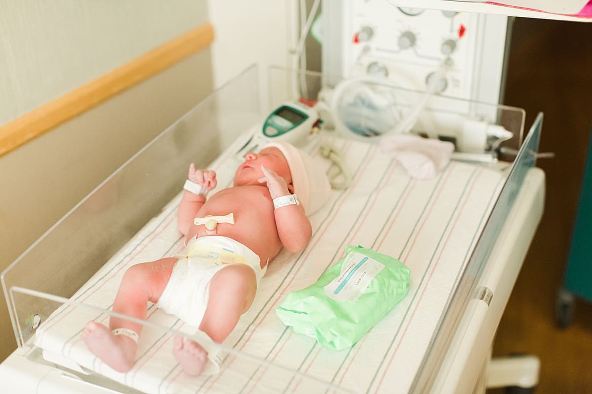 Arielle Peters Photography | Newborn baby girl sleeping at the hospital.