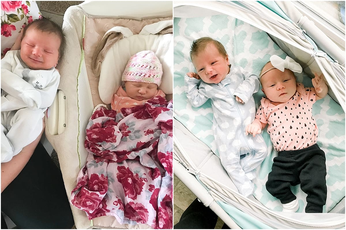 Arielle Peters Photography | Two newborn babies napping together. 