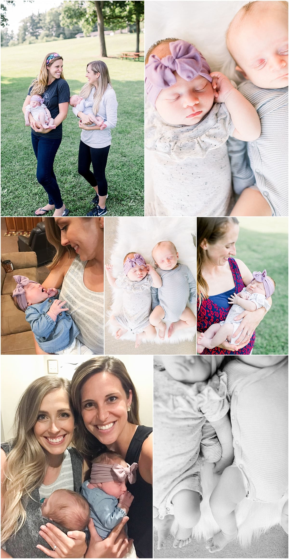 Arielle Peters Photography | Friends holding their newborn babies together. 