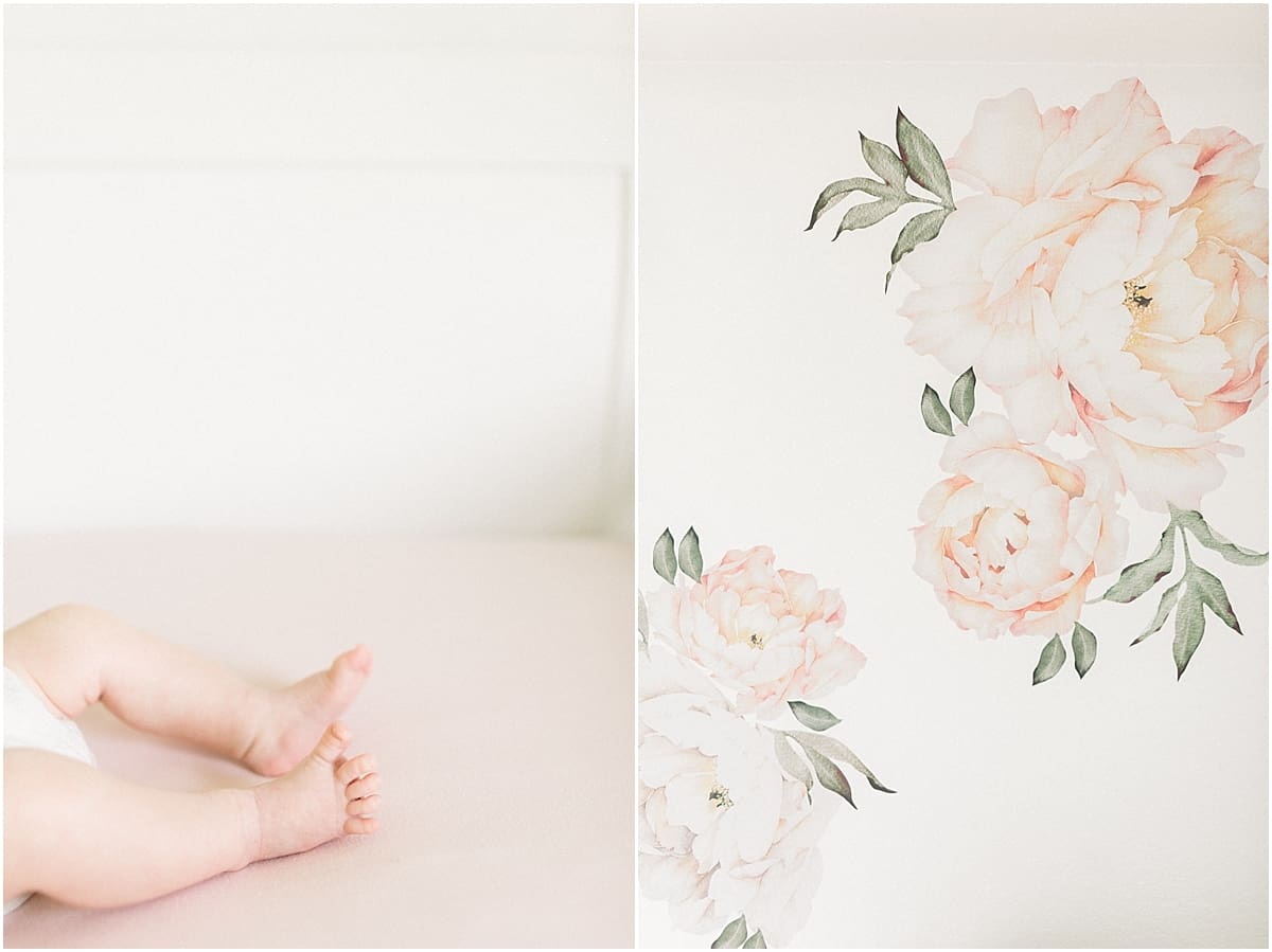 Arielle Peters Photography | Newborn baby girl feet in one month photos. 