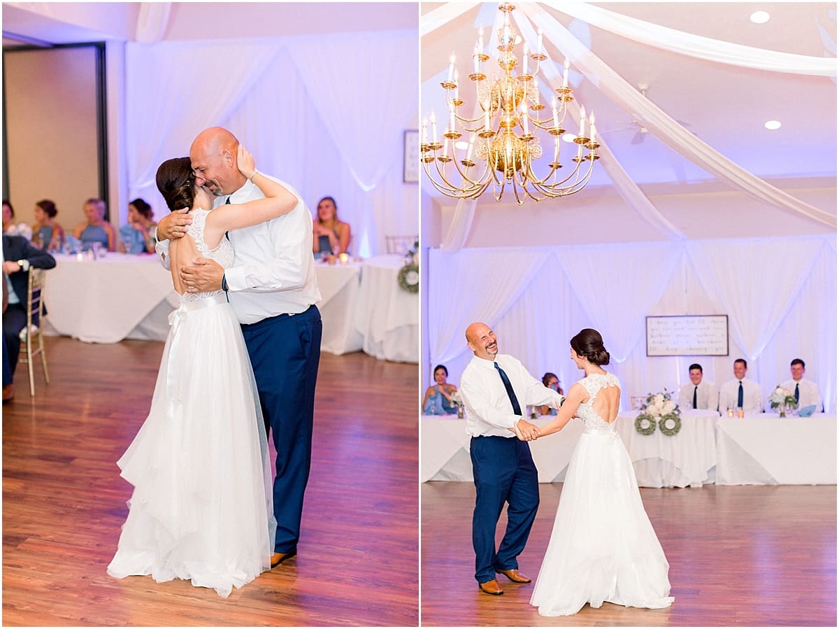 Arielle Peters Photography | Father of the bride and bride dancing at the wedding reception at The Blue Heron at Blackthorn in South Bend, Indiana on wedding day.