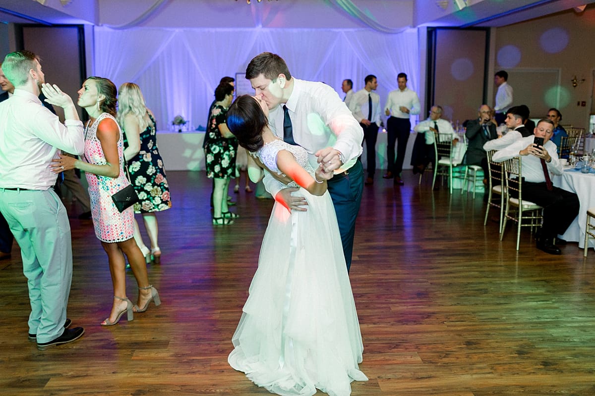 Arielle Peters Photography | Bride and groom dancing at wedding reception at The Blue Heron at Blackthorn in South Bend, Indiana on wedding day.