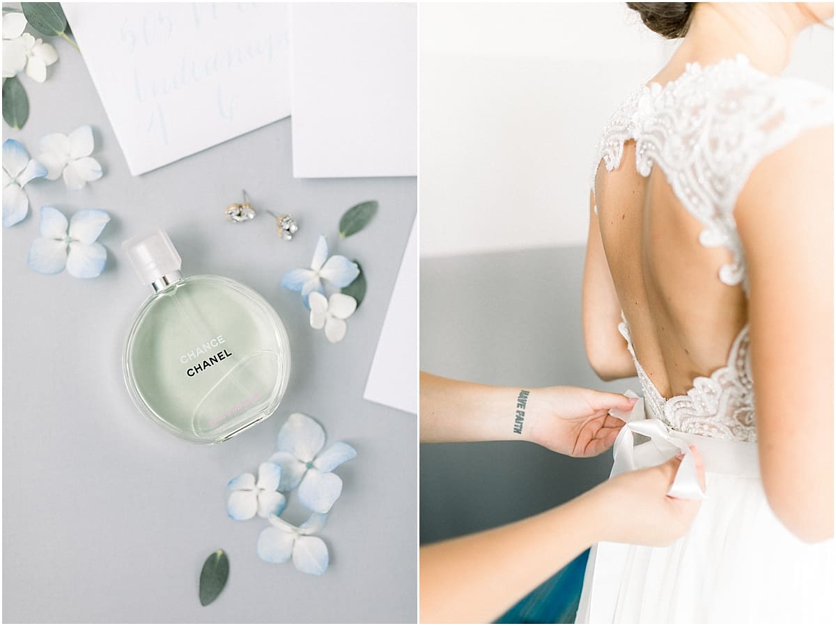 Arielle Peters Photography | Mother of the bride helping the bride get ready at The Blue Heron at Blackthorn in South Bend, Indiana on wedding day.