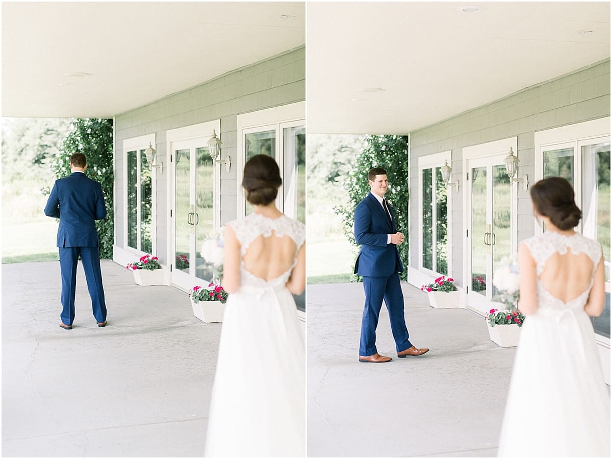 Arielle Peters Photography | Bride and groom having first reveal on wedding day at The Blue Heron at Blackthorn in South Bend, Indiana on wedding day.