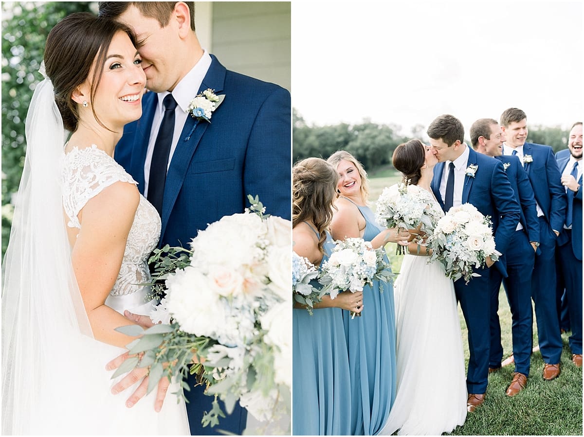 Arielle Peters Photography | Bride and groom kissing outside on wedding day at The Blue Heron at Blackthorn in South Bend, Indiana on wedding day.