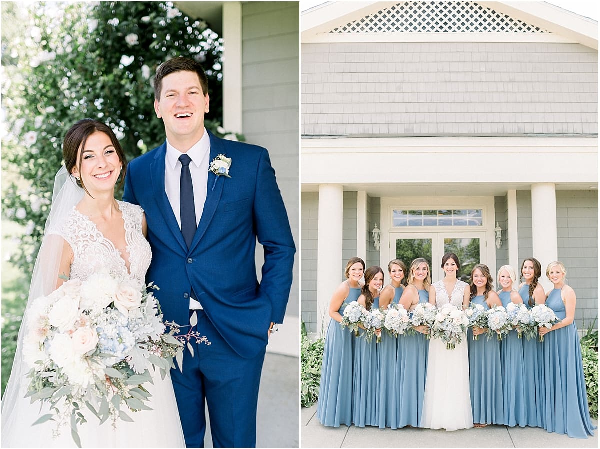 Arielle Peters Photography | Bride and groom laughing outside at The Blue Heron at Blackthorn in South Bend, Indiana on wedding day.