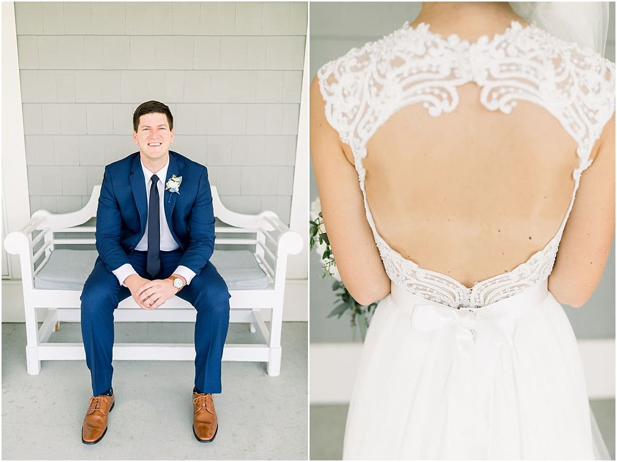 Arielle Peters Photography | Bride and groom smiling outside at The Blue Heron at Blackthorn in South Bend, Indiana on wedding day.